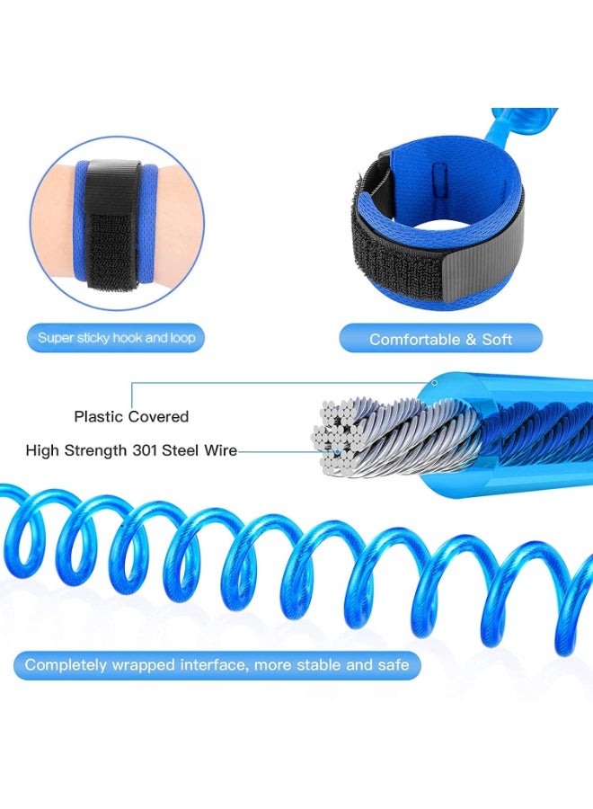 سوار أمان مانع للضياع للأطفال والرضع مزود بحبل مطاطي ستانلس ستيل قابل للتمدد حتى 1.5 متر مع دوران 360 درجة – Anti Lost Wrist Link Safety Strap لتأمين الأطفال أثناء المشي والسفر والتسوق والتنزه – حزام معصم ناعم ومريح قابل للتعديل للأطفال والبالغين مصنوع من خامات آمنة ومبطنة للإستخدام الخارجي والداخلي ومنع ابتعاد الطفل مع الحفاظ على حريته وأمانه - أزرق - Image 3